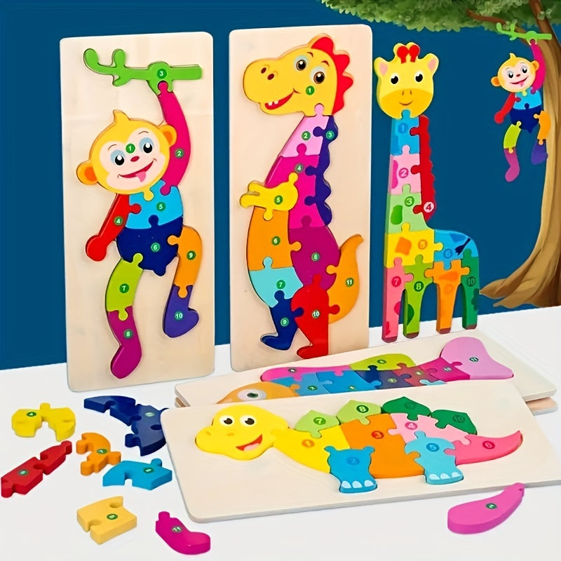 Puzzle Éducatif d'Animaux pour Enfants | Puzzle d'Apprentissage en Bois avec Boucles - Pour Enfants de 3 à 6 Ans King of Toys