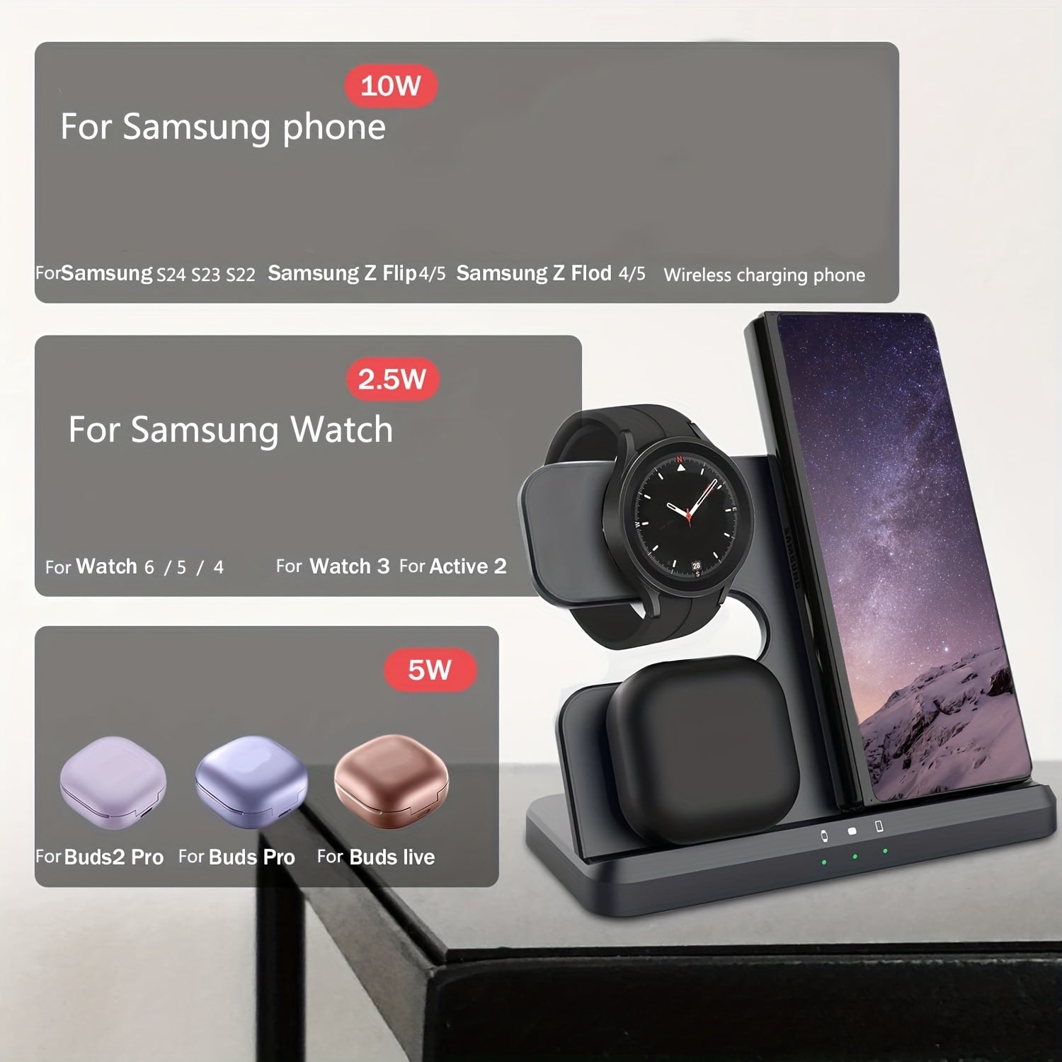 Station de Charge Sans Fil Triple | Pad de Charge Rapide 3-en-1 pour Android et iPhone King of Toys