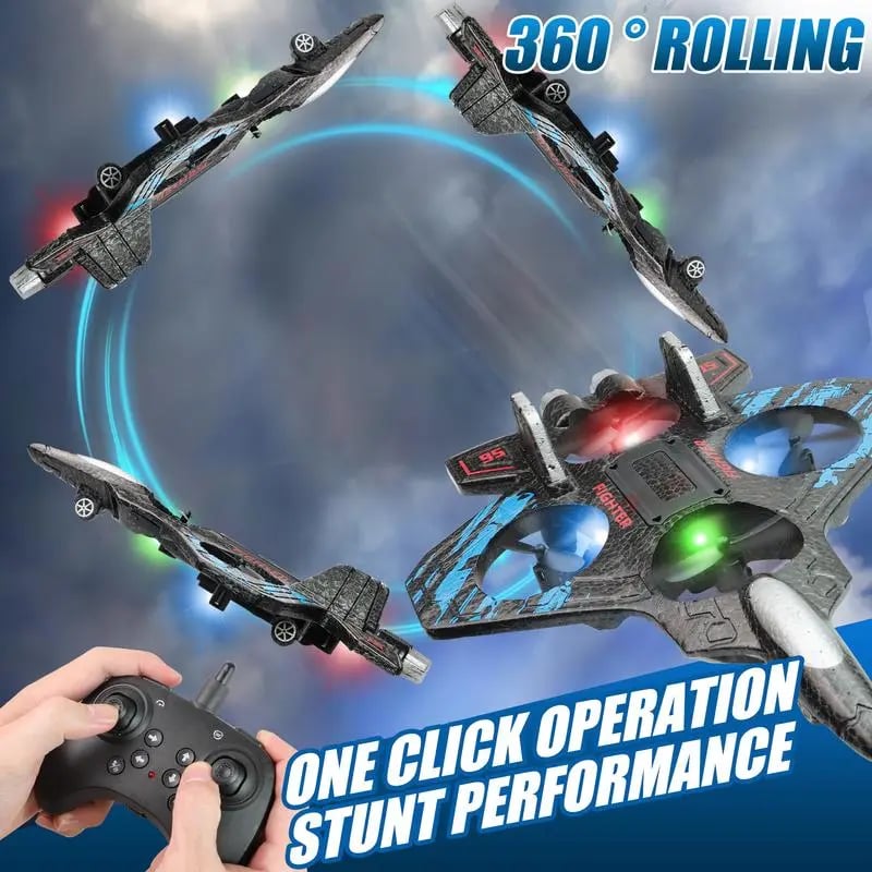 Avion RC Jet avec lumière | Avion télécommandé avec roulis à 360° pour enfants, jouets volants