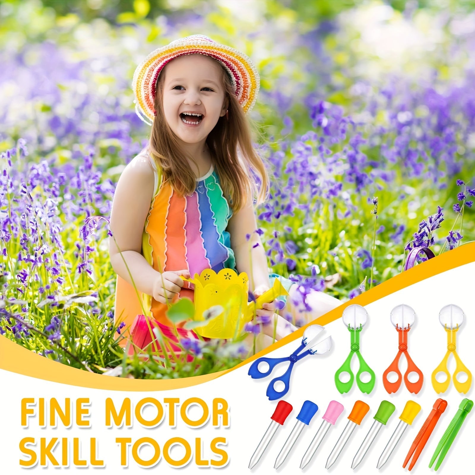 Set sensoriel 3pcs pour motricité fine - Pince ciseaux insecte, pince à épiler et compte-gouttes éducatif pour exploration extérieure King of Toys