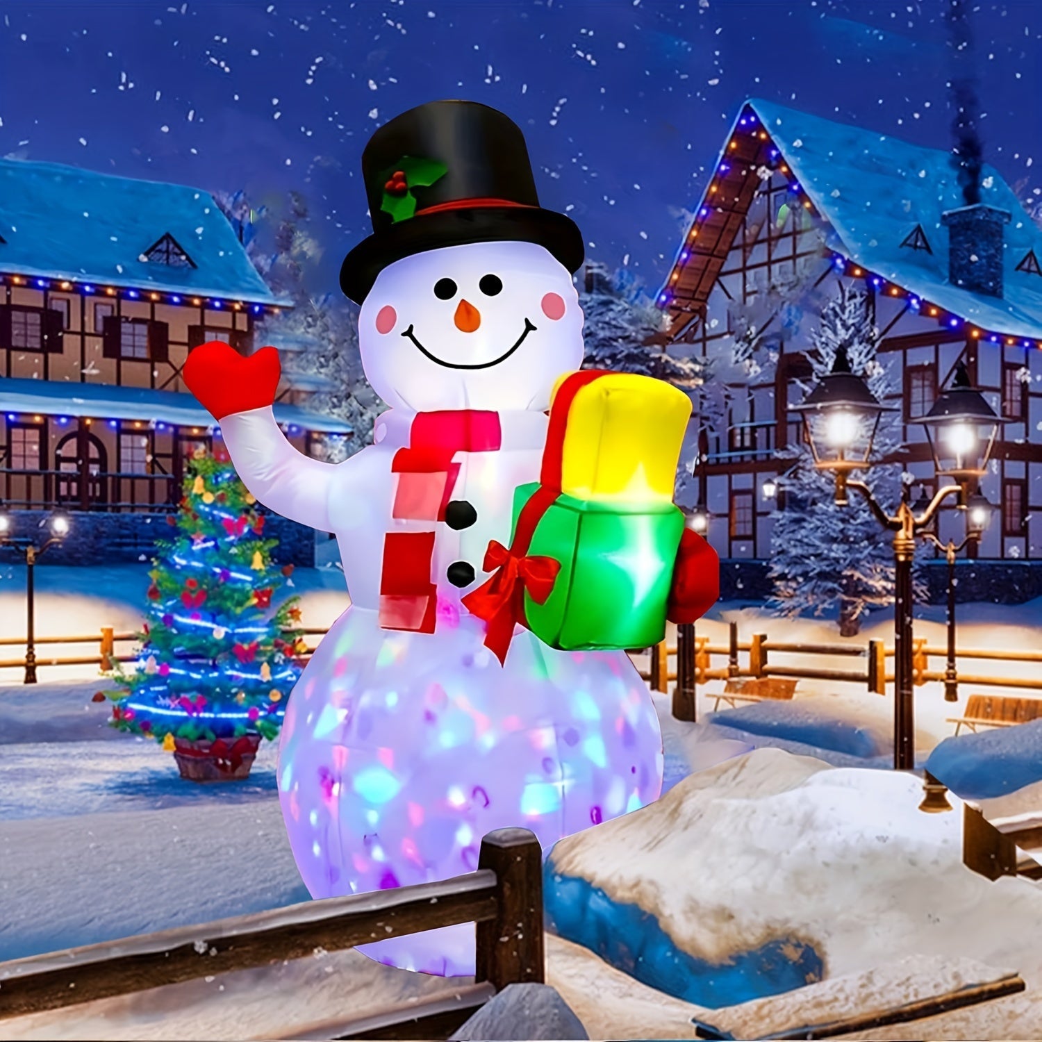 Décorations Gonflables de Noël 1pc 5FT Bonhomme de Neige avec Lumières LED Rotatives à 360° - Décor Extérieur et Intérieur King of Toys