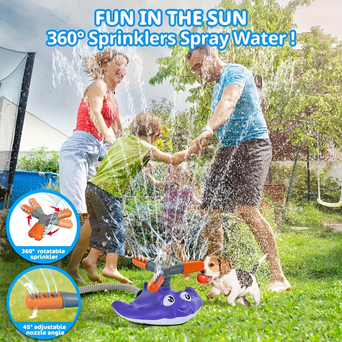 Jeu d’Arrosage 4-en-1 Base-ball & Lance-fusée pour Enfants | Jouet d’eau extérieur avec 3 jets, arroseur rotatif 360°, 3 fusées | Activité d’Été pour Jardin et Piscine