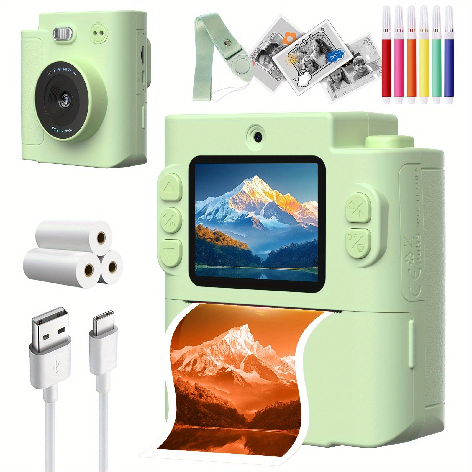 Appareil Photo Instantané Numérique 5-en-1 pour Enfants - Caméra Multifonction avec Vidéo, Musique et Jeux - Cadeau Surprise pour Garçons et Filles