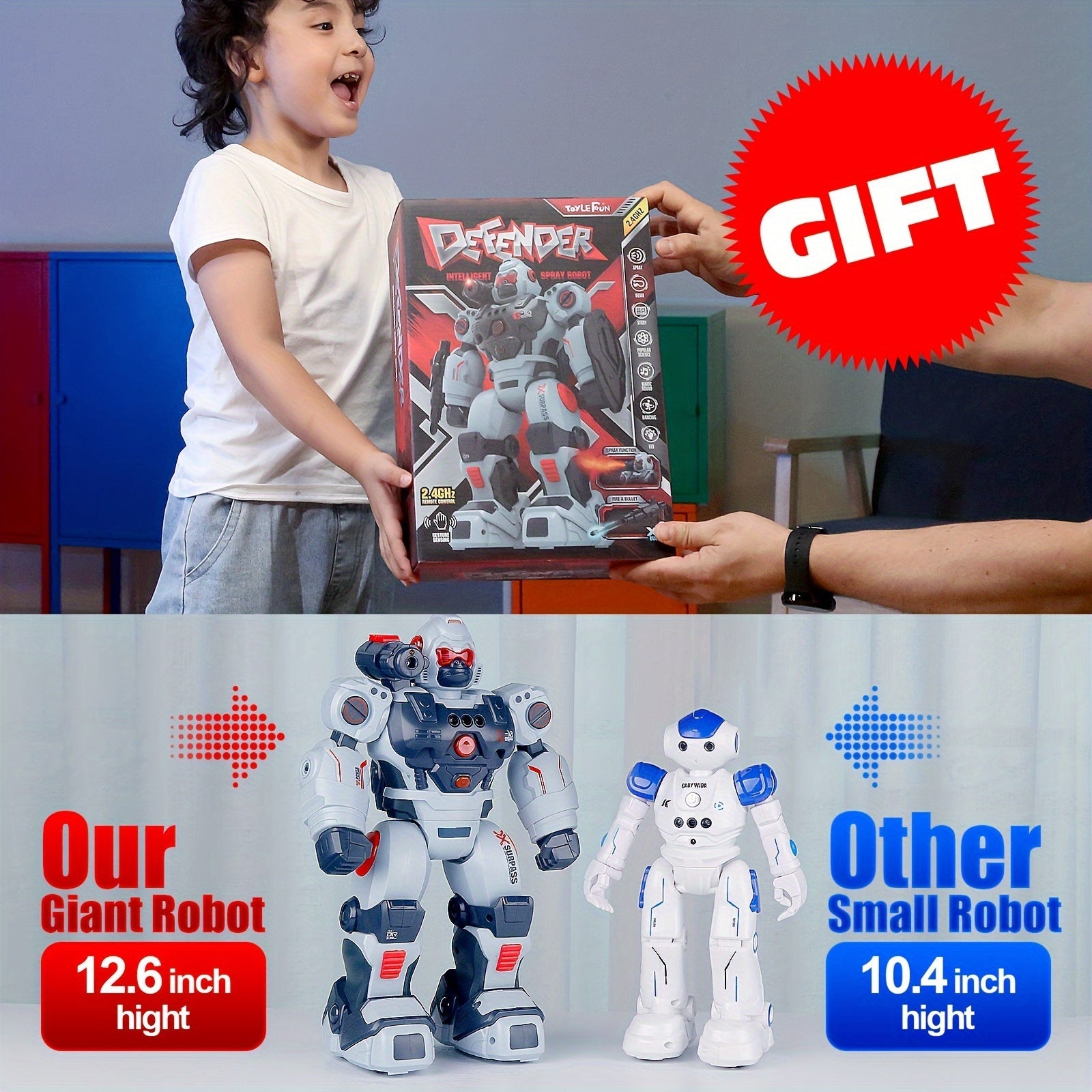 Robot Pulvérisateur Télécommandé avec Détection Gestuelle et Programmation - Cadeau Noël & Halloween King of Toys