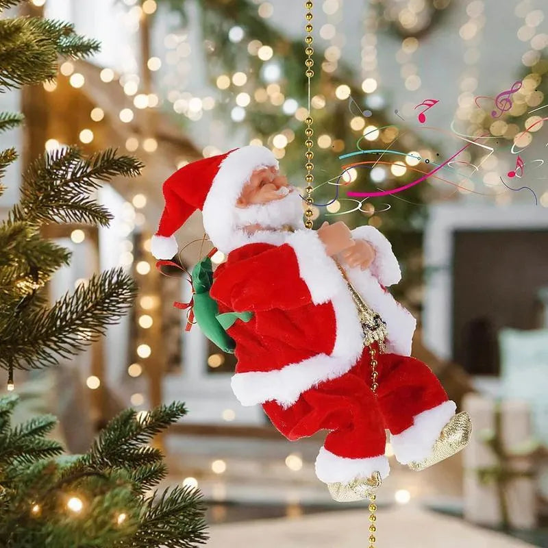 Père Noël Électrique Escaladeur avec Musique | Jouets Ornements de Cadeau Poupée Suspendus Décorations King of Toys