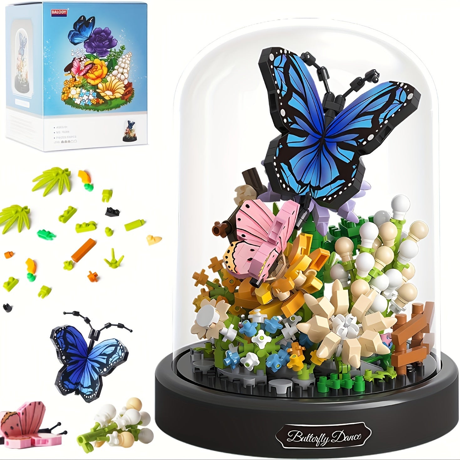 GardenBee Set de 588pcs Fleurs à Construire – Kit Mini Briques ABS avec Abeille & Papillon, Cadeau Idéal