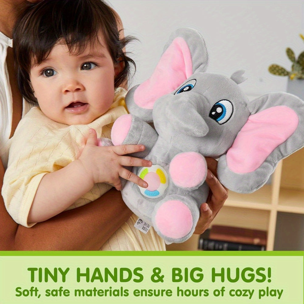 Éléphant Musical en Peluche – Jouet Bébé Interactif avec 12 Chansons, Lumières et Apprentissage | Cadeau Naissance +6 Mois