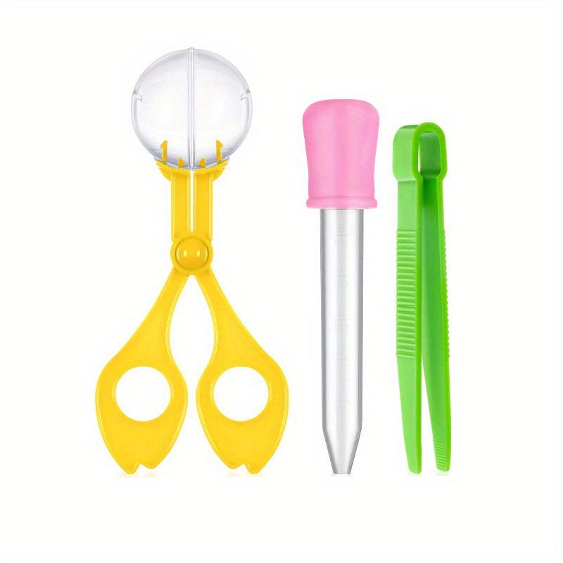 Set sensoriel 3pcs pour motricité fine - Pince ciseaux insecte, pince à épiler et compte-gouttes éducatif pour exploration extérieure King of Toys
