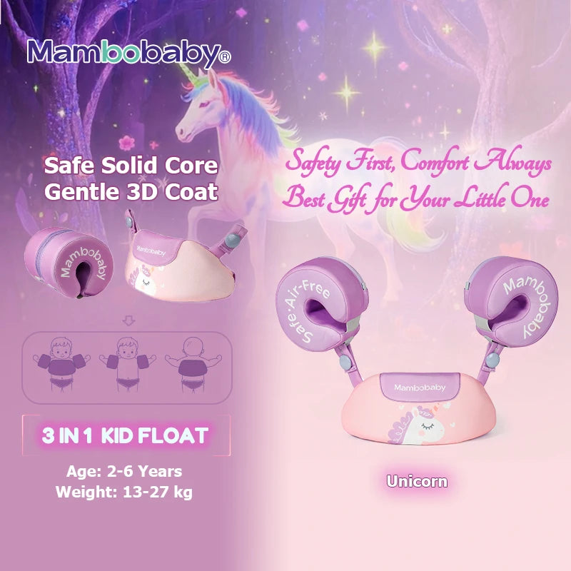 3-en-1 Brassards Flotteurs pour Tout-Petits (2 à 6 ans) – Manchons à Noyau Solide avec Bouée Ronde pour Apprentissage de la Nage