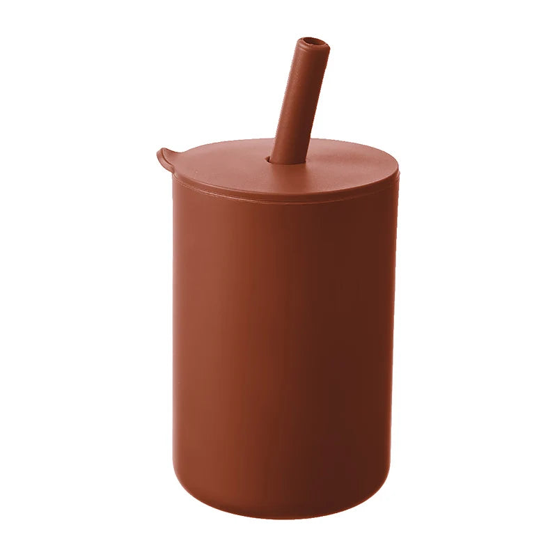 Tasse à paille pour bébé de 150ml Tasse à boire pour enfant de 5oz Tasse d'apprentissage en silicone pour bébé et enfant Tasse d'alimentation portable et pratique