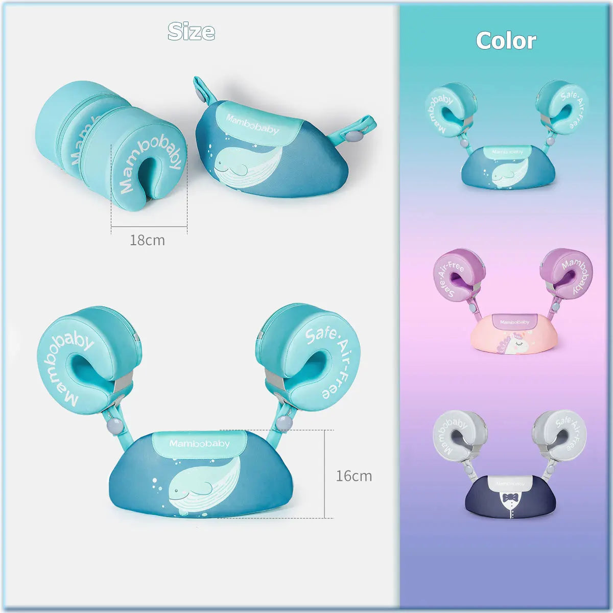 3-en-1 Brassards Flotteurs pour Tout-Petits (2 à 6 ans) – Manchons à Noyau Solide avec Bouée Ronde pour Apprentissage de la Nage