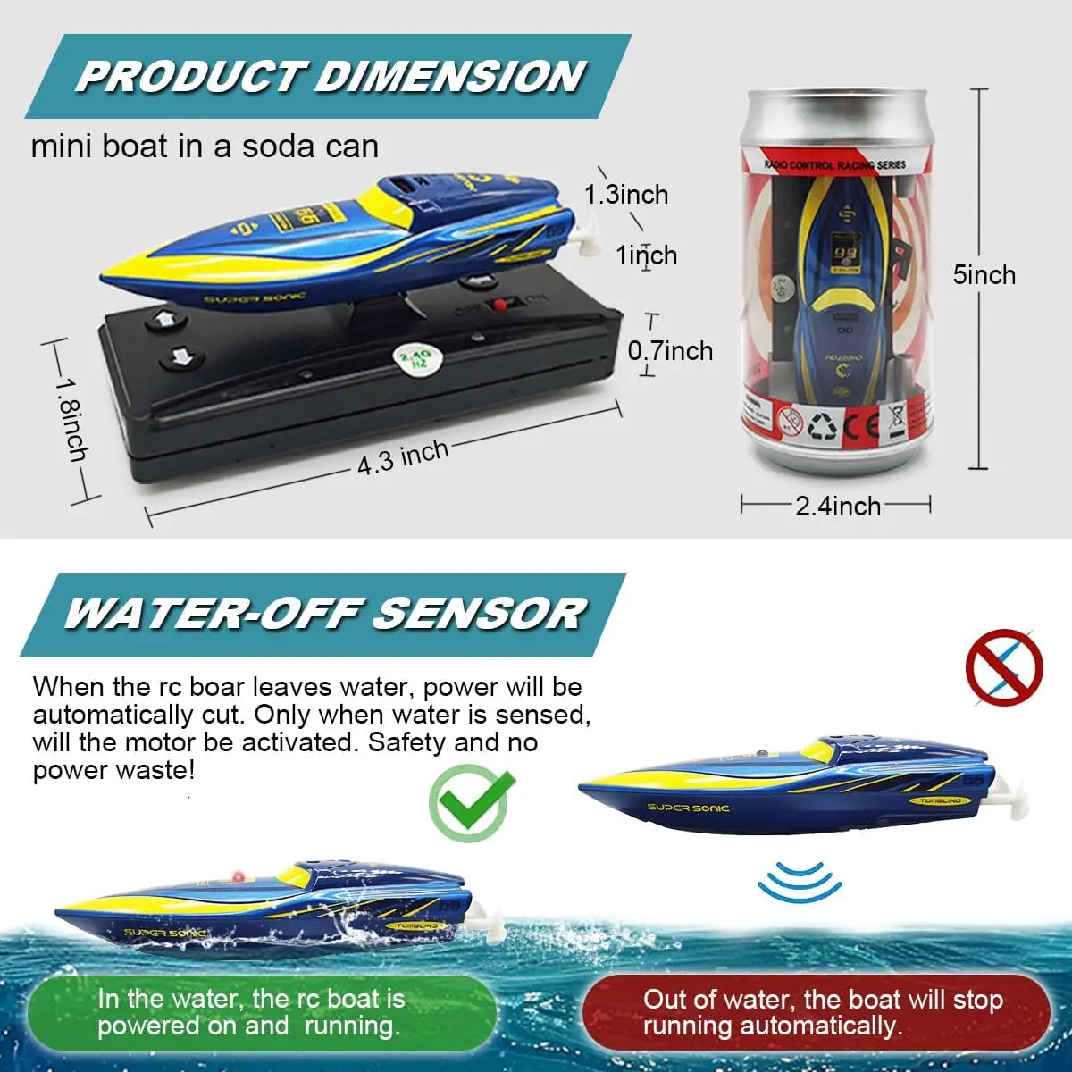 Bateau RC rapide rotatif à 360° – Jouet télécommandé pour piscine et lac, speedboat sous-marin RC, mini bateau RC pour adultes et enfants, 2.4GHz King of Toys