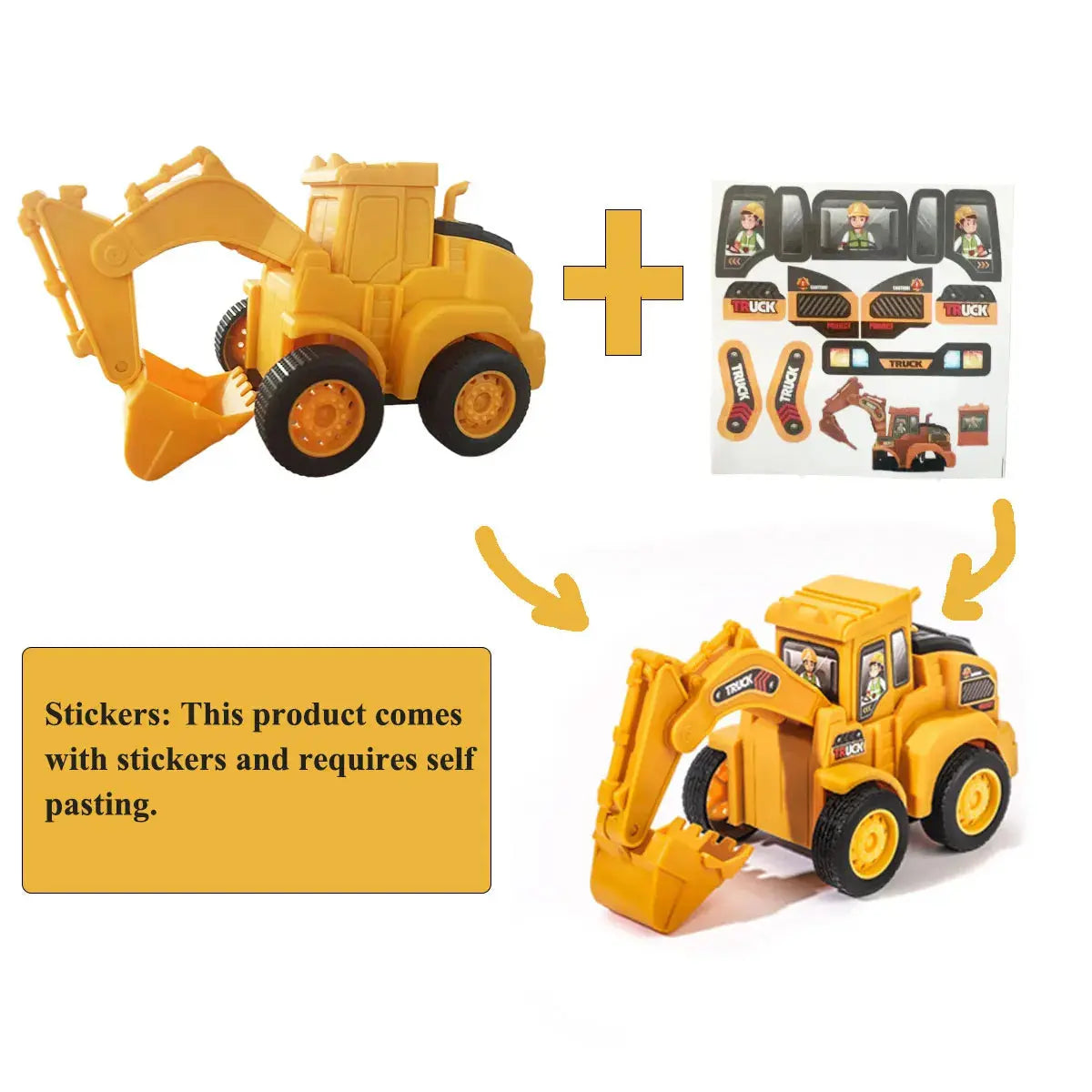 Voiture excavatrice jaune l Jouets de construction pour enfants à partir de 4 ans De Speelgoed Koning