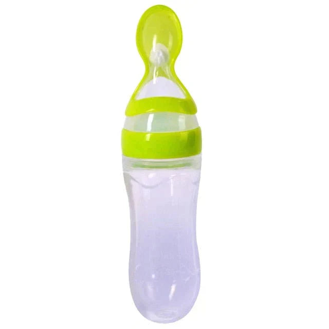 Biberon en silicone super-doux avec cuillère pour les enfants de 1 à 4 ans