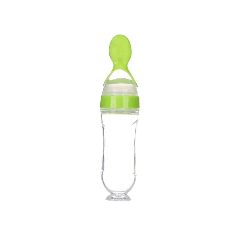 Biberon en silicone super-doux avec cuillère pour les enfants de 1 à 4 ans