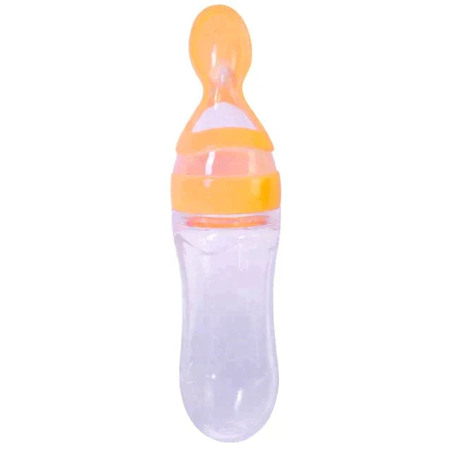 Biberon en silicone super-doux avec cuillère pour les enfants de 1 à 4 ans
