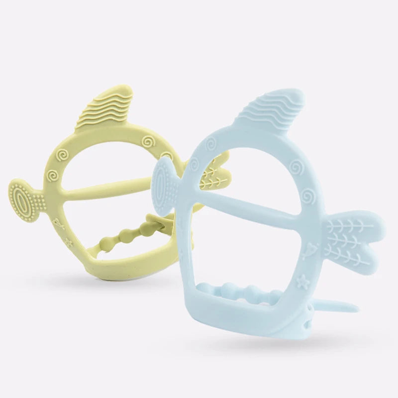 Gant/Anneau de Dentition en Silicone "Poisson" pour Bébé - Jouet Molaire de Soins Dentaires pour Tout-Petits et Nouveau-Nés