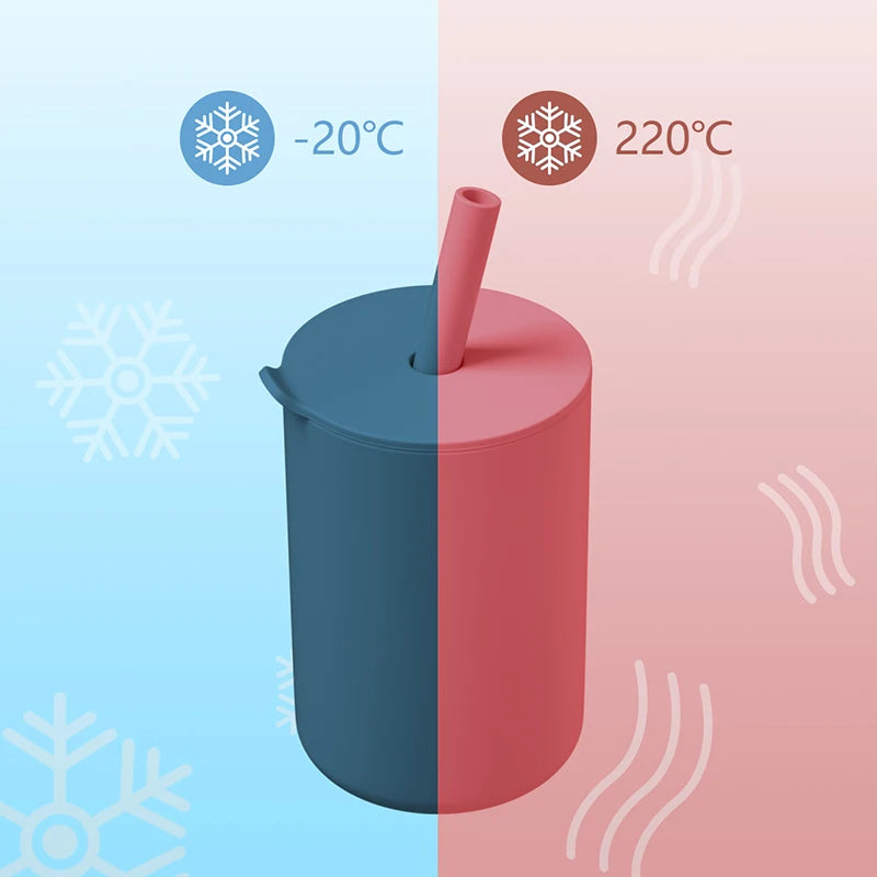 Tasse à paille pour bébé de 150ml Tasse à boire pour enfant de 5oz Tasse d'apprentissage en silicone pour bébé et enfant Tasse d'alimentation portable et pratique