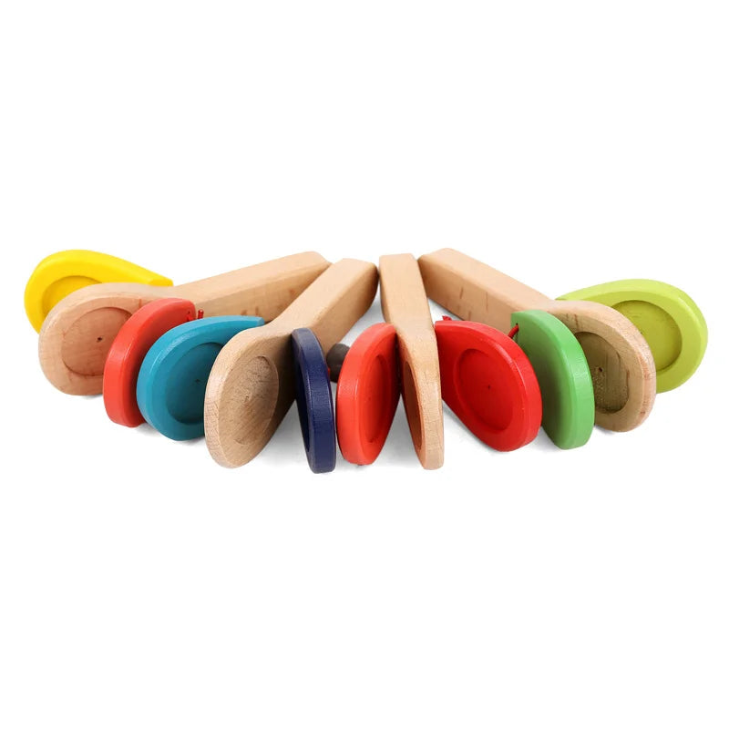 Instrument de Percussion Orff en Bois Montessori Bébé | Castagnettes à Poignée pour Bébés, Jouet Éducatif et Jeu Cérébral King of Toys