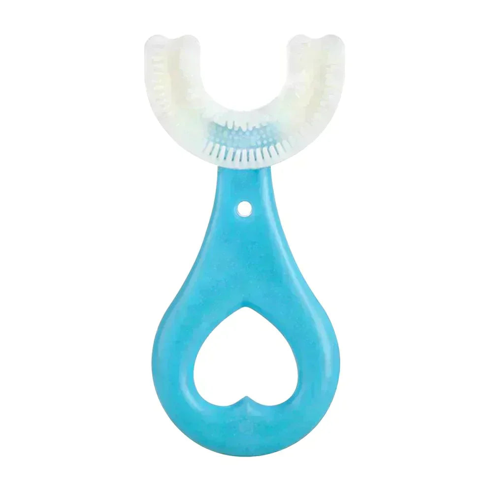 Brosse à dents pour enfants en forme de U - Brosse en silicone à poils souples 360° pour enfants