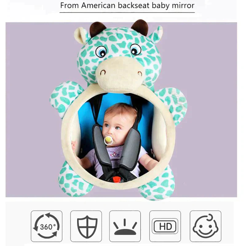 Miroir de siège arrière pour bébé - Sièges de voiture orientés vers l'arrière - Animaux de dessins animés pour bébés