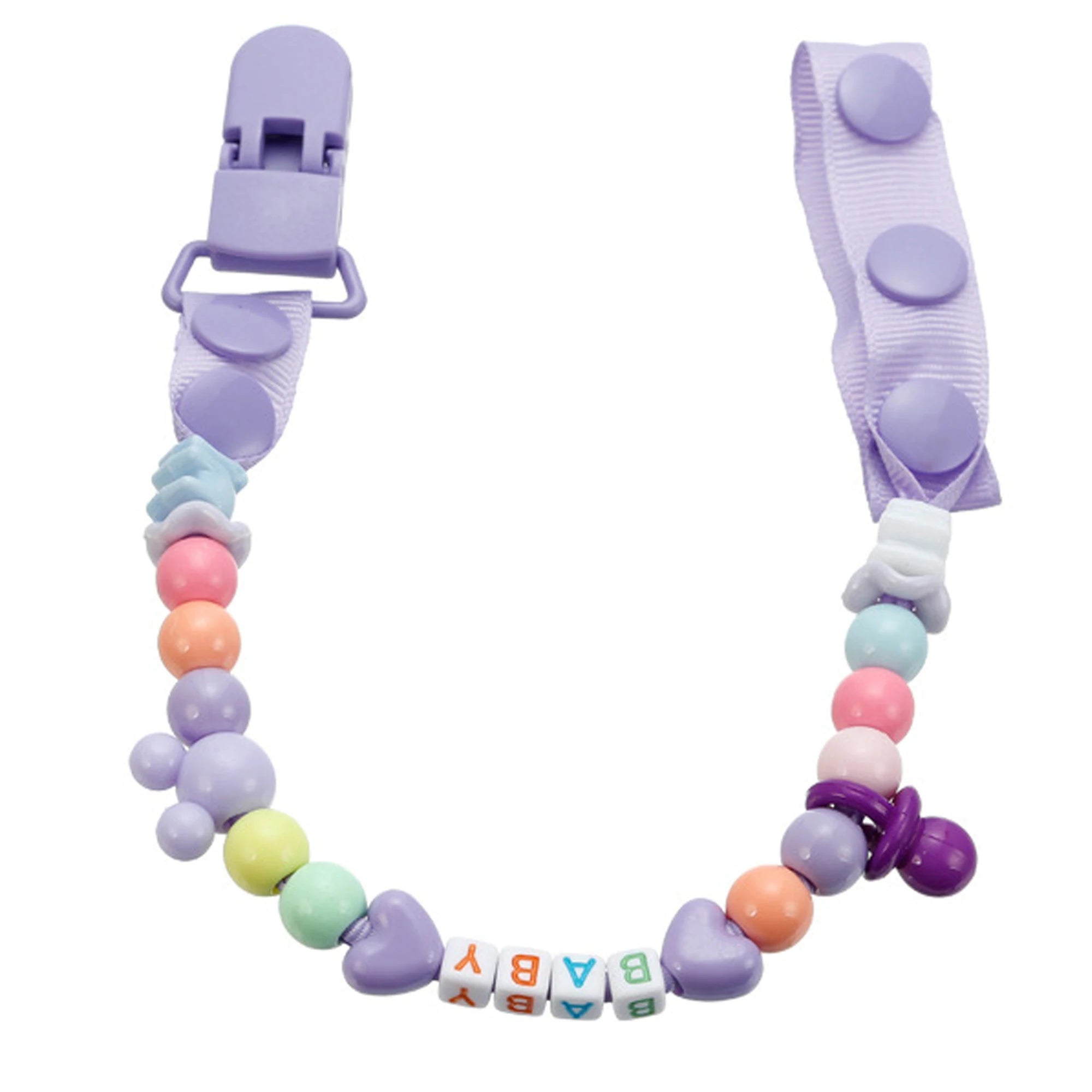 Attache-Sucette Tétine Chaîne de Perles en Silicone et Bois pour Bébé - Pince Universelle Anti-Chute pour Sucettes et Jouets de Dentition