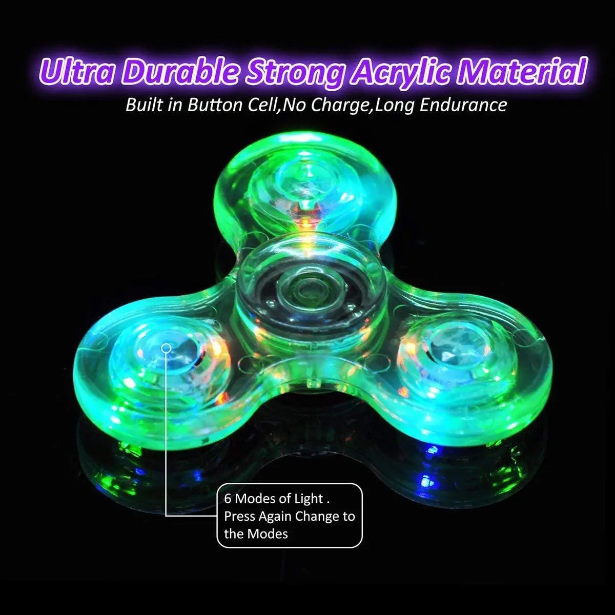 Fidget spinner LED lumineux - Anti-stress, jouet de fête enfants/adultes King of Toys