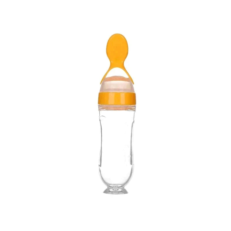 Biberon en silicone super-doux avec cuillère pour les enfants de 1 à 4 ans