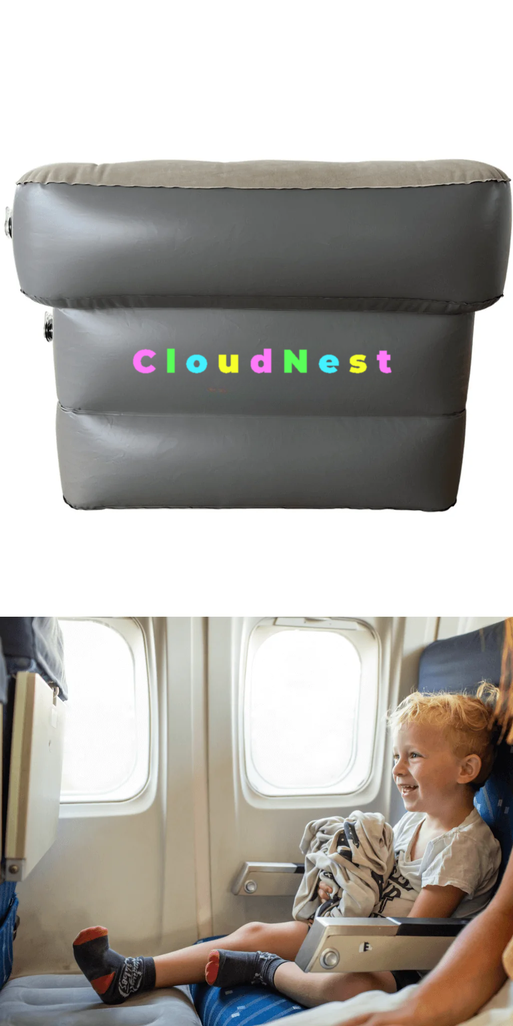CloudNest Coussin de Voyage pour Enfants – Soutien gonflable pour avion et voiture