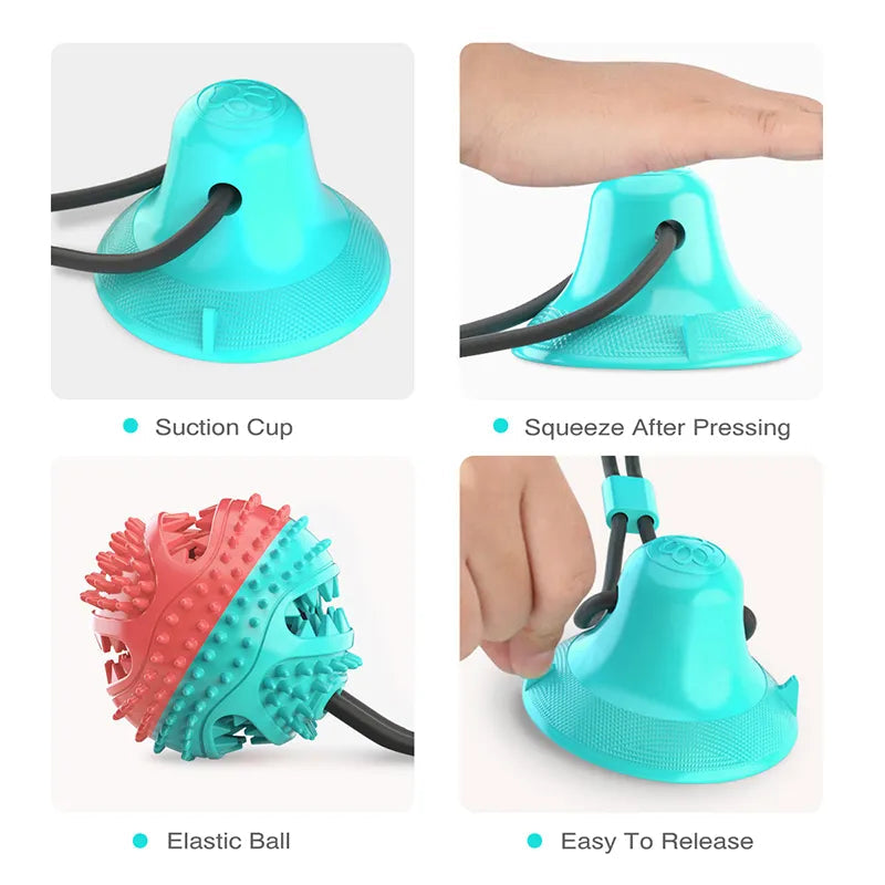 Jouet à Balle pour Grand Chien l Balle avec Ventouse et Corde l Jeu de Friandises l Jouet à Mâcher pour Nettoyer les Dents De Speelgoedkoning