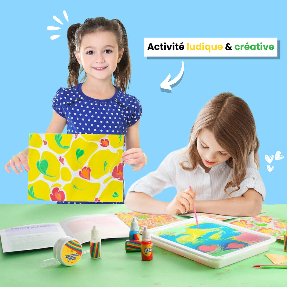 Kit de Peinture sur Eau | Kit de Marbrure sur Eau pour Tissu et Papier pour Activités Enfants de 6 à 10 Ans