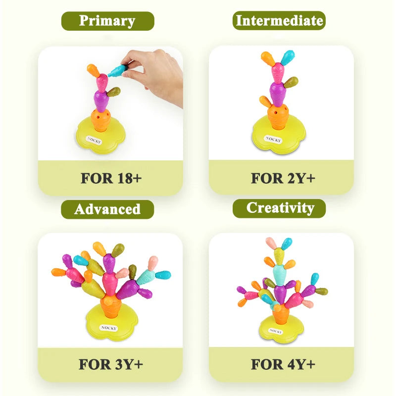 Jouet DIY Équilibre Cactus - Jeu de Tri et de Construction Arc-en-Ciel Montessori pour Bébé de 18 Mois King of Toys
