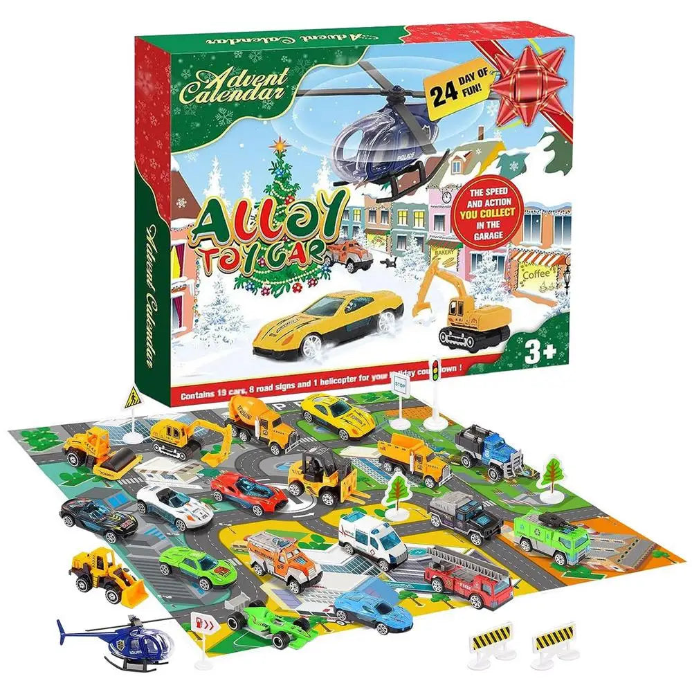 Calendrier de l'Avent Noël 24 Jours pour Enfants | Voiture Digitale de Course, Cadeau de Noël, Compte à Rebours Fun pour Petits King of Toys