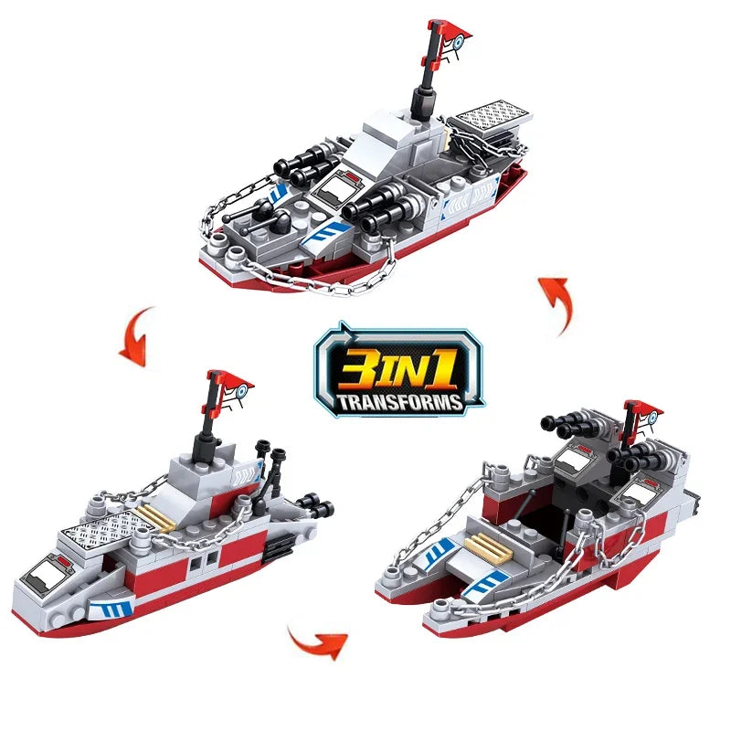 Modèle de Bateau de Guerre, Blocs de Construction Armée Navire, Jouet pour Enfants, Cadeau de Noël King of Toys