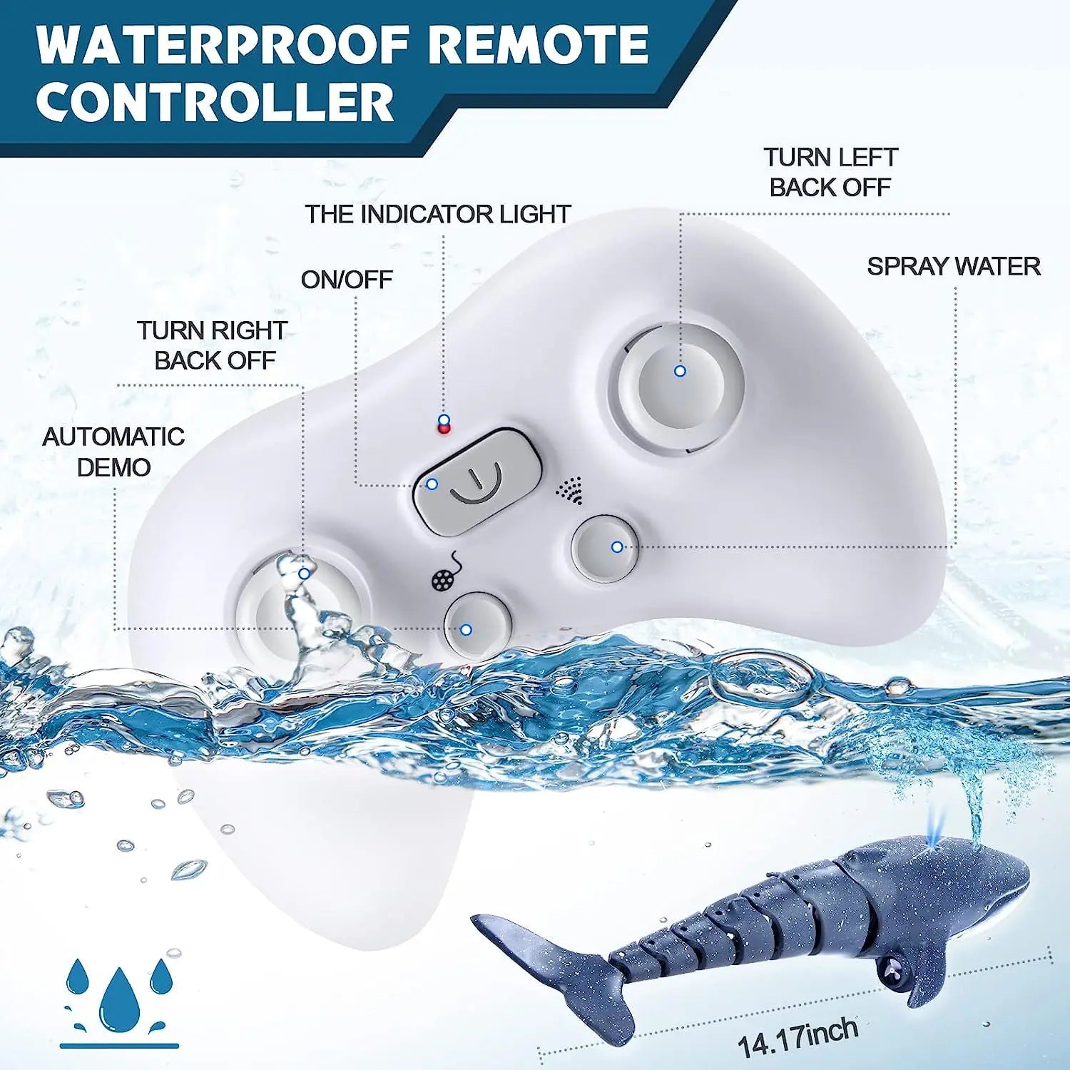 Jouet Baleine Télécommandée | Modèle de Simulation de Requin Baleine avec Spray d'Eau 2.4G | Cadeau pour Enfants King of Toys