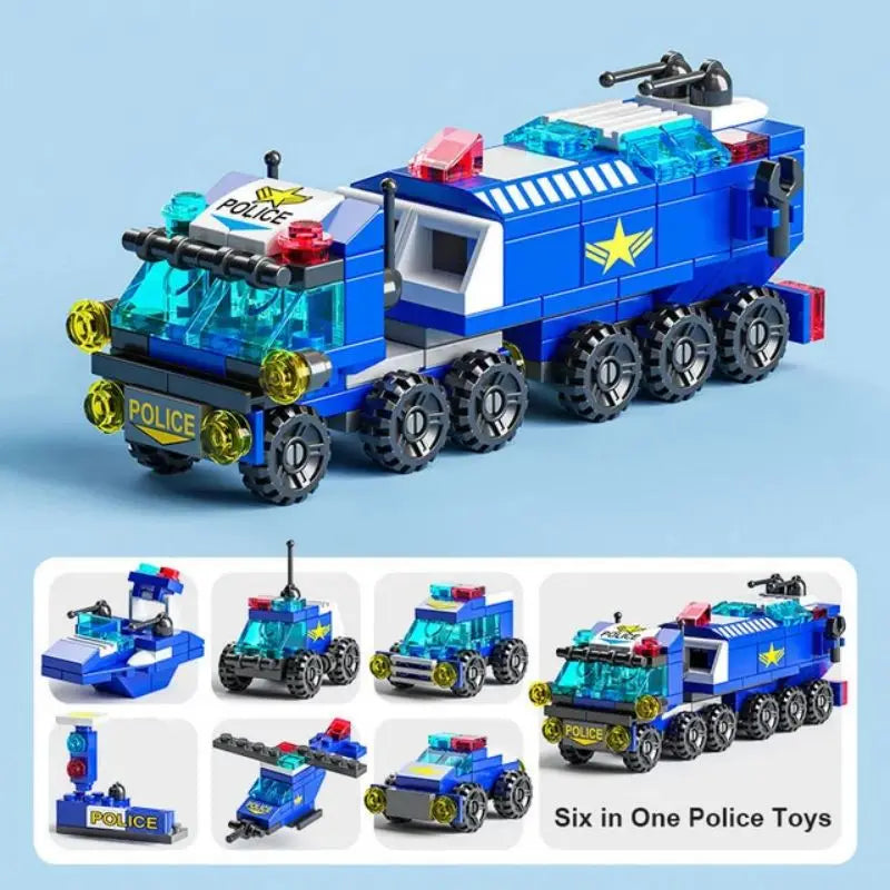 Puzzle de Blocs d'Assemblage Enfants - Camions de Pompiers, Voitures de Police, Avions, Cadeau pour Enfants King of Toys