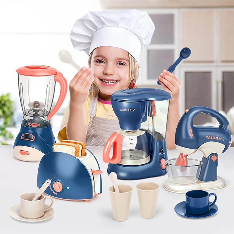 Mini Appareils Ménagers Jouets de Cuisine - Ensemble de Jeu d’Imitation avec Machine à Café, Blender, Mixeur et Grille-Pain pour Enfants, Cadeaux Garçons Filles King of Toys
