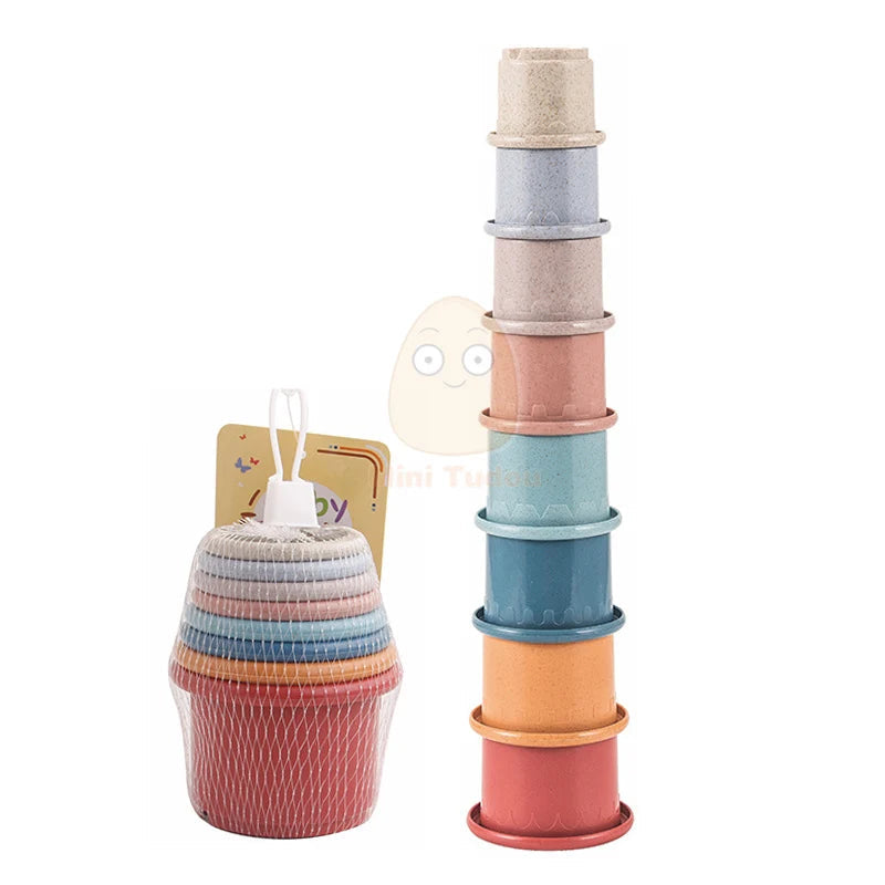 Baby Toys Stacking Cup Cartoon Early Educational Learning Color Number Nesting Sorting Bath Shower Play Water Sand Game For Kids King of Toys