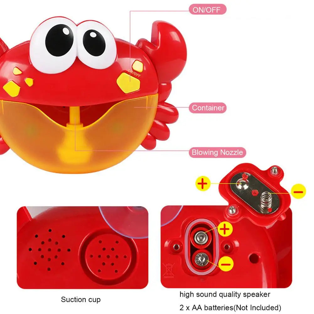 Machine à bulles musicale en forme de crabe – Jouet de bain pour bébé, fabrique de bulles avec musique pour baignoire King of Toys