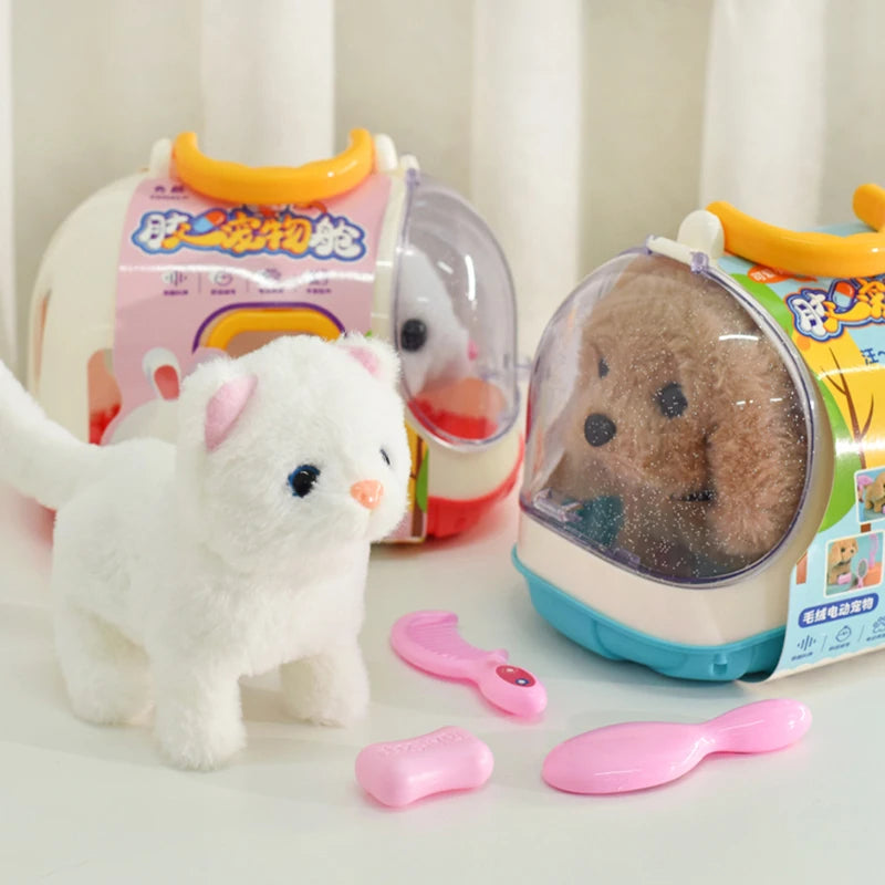 Jouet chiot en peluche interactif - Animal électronique réaliste qui marche et aboie, jeu d'imitation pour enfants et filles King of Toys