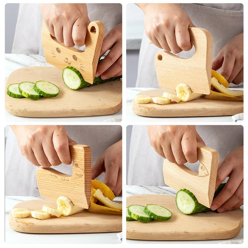 Couteaux en Bois pour Enfants - Jouet de Cuisine Montessori pour Couper Fruits et Légumes, Jeu de Rôle Cuisine King of Toys
