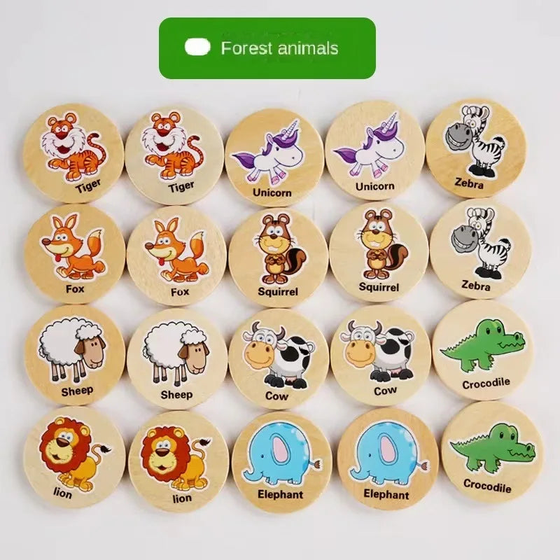 Jeu de puzzle "Trouver le même motif" | Jeu de mémoire avec des animaux en bois pour la réflexion Montessori pour enfants