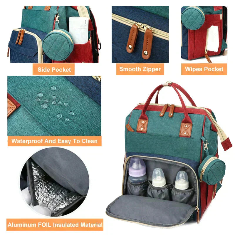 Sac à couches pliable pour bébé - Sac à couches pliable de première qualité, étanche et durable pour les bébés de 0+ mois.