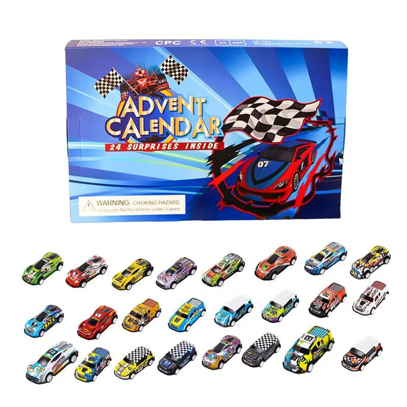 Calendrier de l'Avent Noël 24 Jours pour Enfants | Voiture Digitale de Course, Cadeau de Noël, Compte à Rebours Fun pour Petits King of Toys