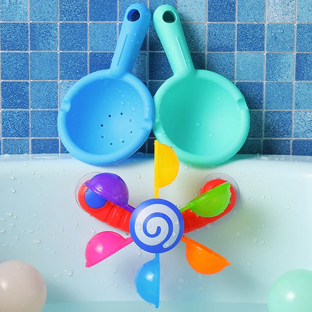Jouet de Bain Roue à Eau Colorée – Set de Douche Rotatif à Ventouse pour Baignoire Bébé