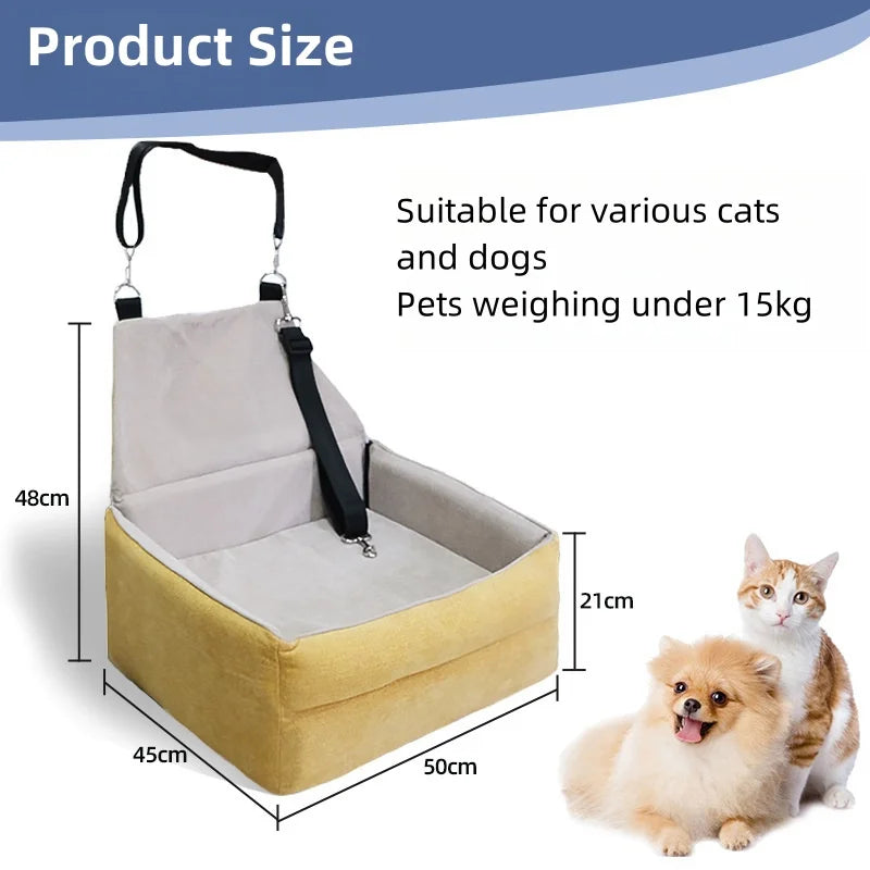 Siège Auto Luxe pour Chien (Jaune) – Confort et sécurité, siège rehaussé multifonction King of Toys