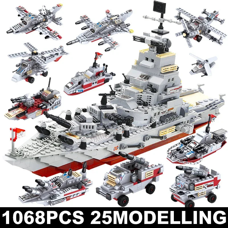 Modèle de Bateau de Guerre, Blocs de Construction Armée Navire, Jouet pour Enfants, Cadeau de Noël King of Toys