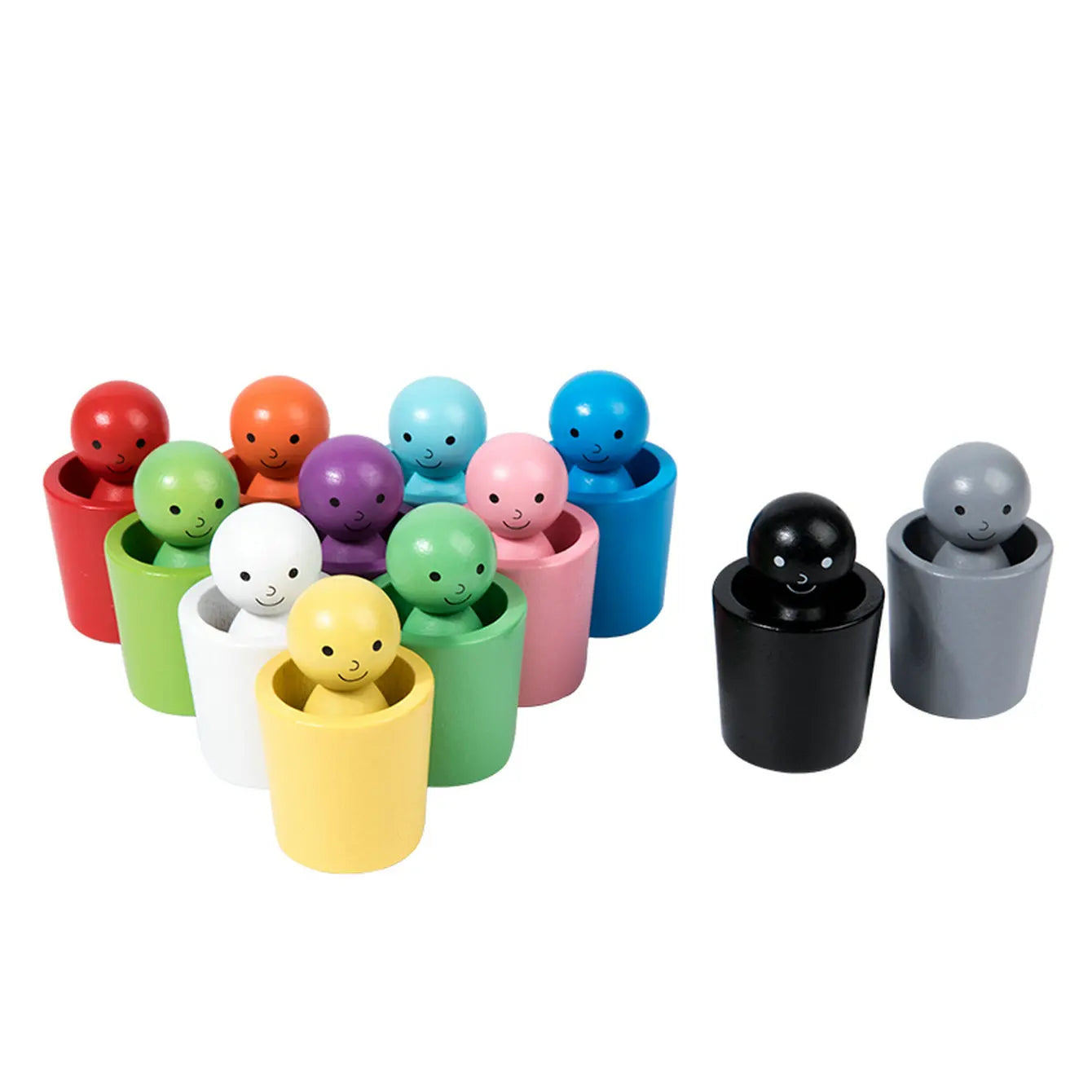 Jouet en bois Montessori pour bébé - Ballon arc-en-ciel et gobelets pour jeux de tri de couleurs et d'apprentissage des chiffres King of Toys