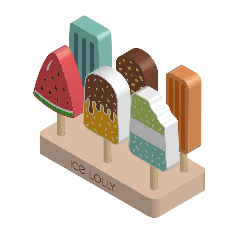 Jouets en Bois Glaces Montessori - Jeu d’Imitation Alimentaire pour Enfants de 3 à 5 Ans, Accessoires de Cuisine King of Toys