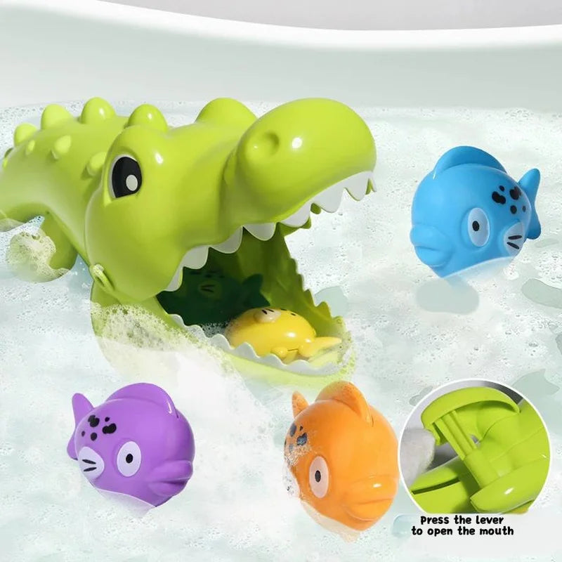 Grand Crocodile Jouet d'eau de bain pour les enfants Jeu de mangeur de petits poissons Jeu éducatif créatif pour la piscine Fun d'eau